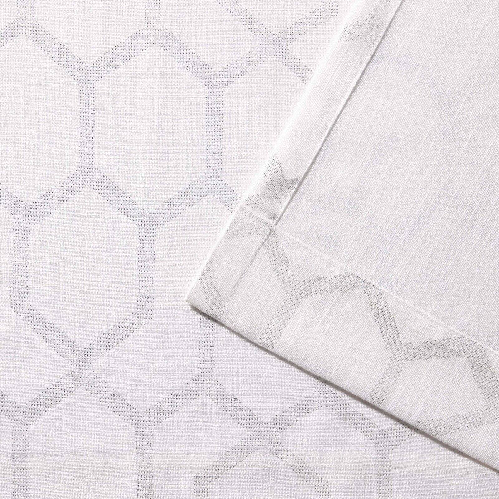 Exclusive Home Panza Metallic Geometric Print Light Filtering Semi-Sheer Grommet Top Curtain Panel Pair, 54"x84", Winter Silver