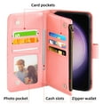 thumbnail image 5 of Compatible with Samsung Galaxy S23 5G Wallet Phone Case and Tempered Glass Screen Protector Flower Faux Leather Flip Credit Card Holder Stand Zipper Cell Cover for S 23 23S SM-S911U 6.1 inch Pink, 5 of 9