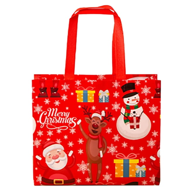 Less Than 5 Gift Wrapping Paper Christmas Handcarry Gift Bags: Santa & Snowman Theme