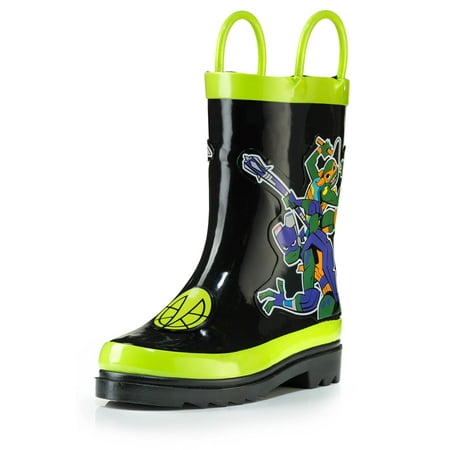 Nickelodeon Teenage Mutant Ninja Turtles TMNT Boys Black Rubber Rain Boots - Size 12 Little Kid