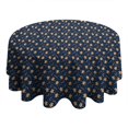 thumbnail image 4 of Dark Blue Christmas Gingerbread Pattern Round Tablecloth 60"x60",Wrinkle Wipeable Table Cloth for Kitchen Dining Room Picnic Patio Party, 4 of 6