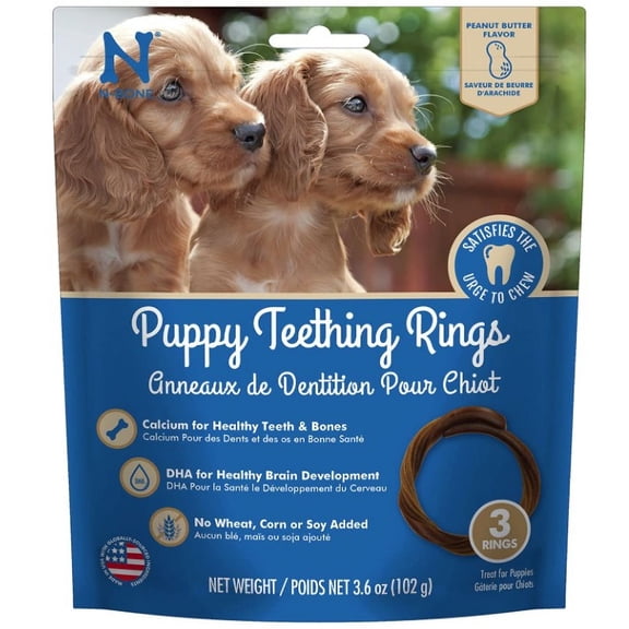 N-Bone Dental Treat Puppy Teething Rings Peanut Butter 3pk 3.6 oz