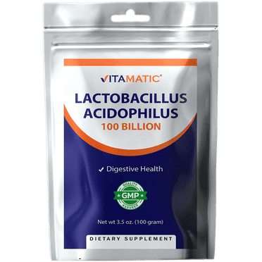 Vitamatic Lactobacillus Acidophilus Probiotic Powder - Digestive Health Support - 100 Gram (3.5 OZ) - 100 Servings