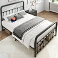 thumbnail image 4 of Lifezone Full Bed Frame, Classic Metal Platform Bed Frame, with Charging Station and LED, No Need for Springs, Black, 4 of 10