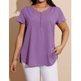 thumbnail image 6 of a.Jesdani Women’s Plus Size V-Neck Blouse Casual Flowy Flutter Sleeve Tops with Button for Curvy Women M-4X, 6 of 8