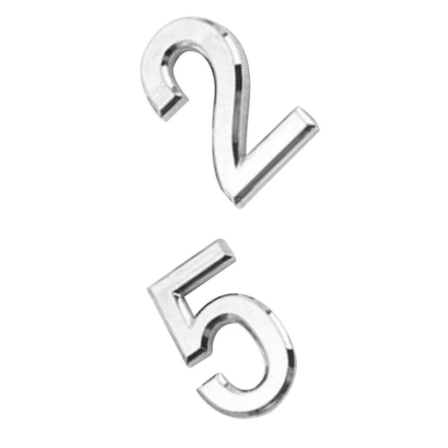 2x Licencia de Número de Plástico Color Plata Gloria Número 2 + Número 5