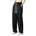 thumbnail image 5 of sunsanly Men Sport Pants Loose Straight Wide Leg Drawstring Elastic Waist Soft Breathable Solid Color Gym Traning Jogging Sweatpants Full Length Trousers, 5 of 8
