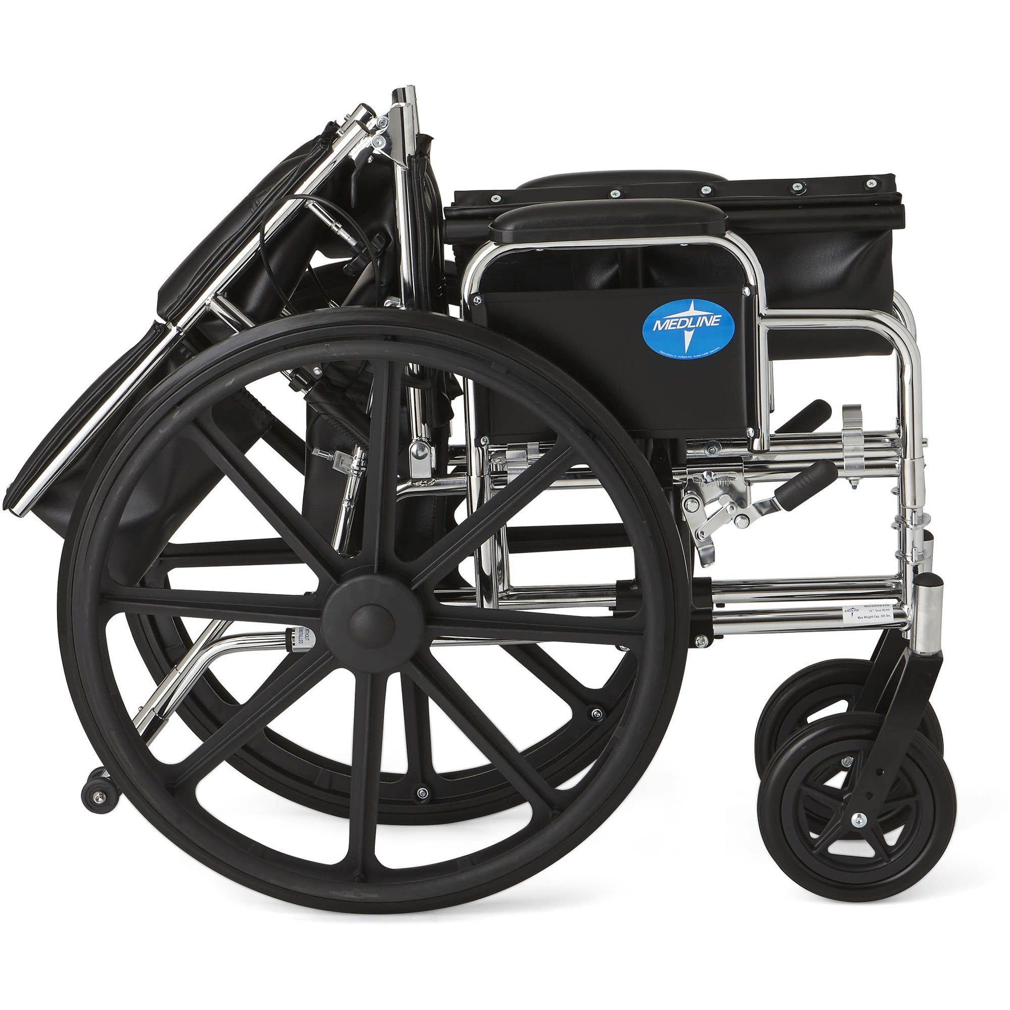 Medline Excel Reclining Wheelchair with 20" Wide Seat, Desk-Length Removable Arms, Elevating Leg Rests