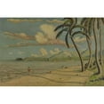 thumbnail image 2 of Louis Michel Eilshemius 14x11 Black Ornate Wood Framed Double Matted Museum Art Print Titled: Beach at Apia,&nbsp;Samoa (1905), 2 of 5