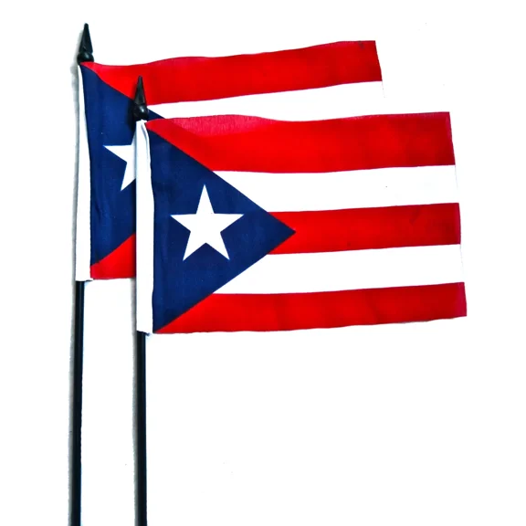 Puerto Rico Mini Baby Flag Handheld Desk Stick Flag (2 Pcs.)