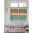 thumbnail image 2 of Farmhouse Teal Blue Brown Bathroom Window Curtain, Vintage Wooden Striped Light Filtering Coffee Kitchen Curtains, Bedroom Living Room Curtains 2 Panel 84"x45", 2 of 6