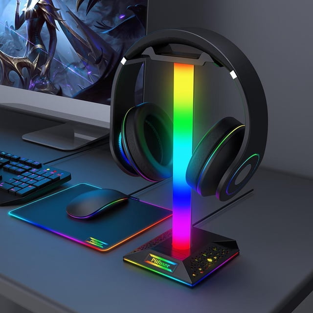 Soporte Para Audifonos Soporte de escritorio de plástico Puertos USB duales Soporte de pantalla para auriculares Accesorios para auriculares Likrtyny Para estrenar