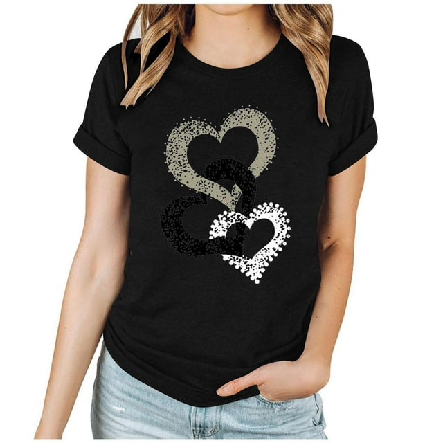 Womens T-Shirt,Casual Round Neck Short Sleeved Printed,Lights