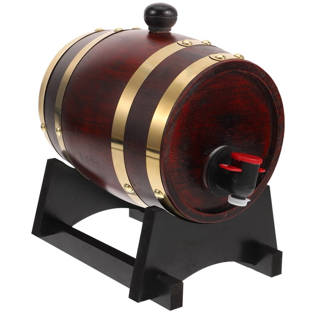 1 juego de dispensador de bebidas de barril de vino de madera, cubo de agua de madera de 1 l, cubo de cerveza vintage con estante
