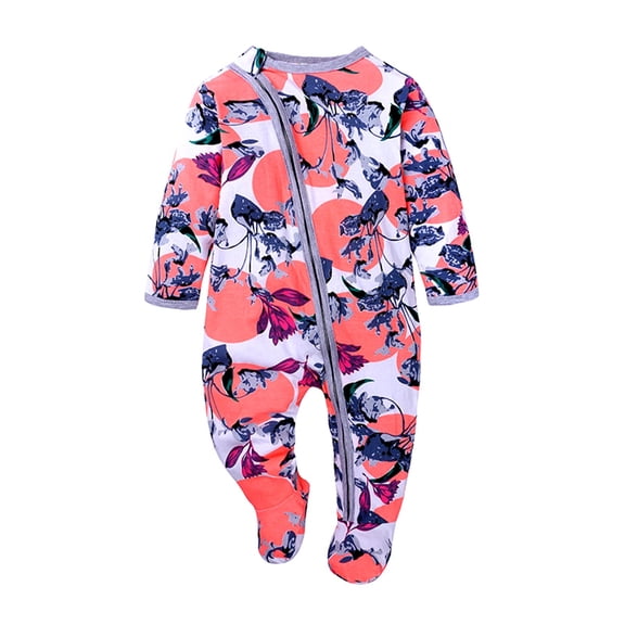 Odeerbi Baby Girls Boys Clothes Newborn Infant Footie Rompers Autumn Zipper Long Sleeve Romper