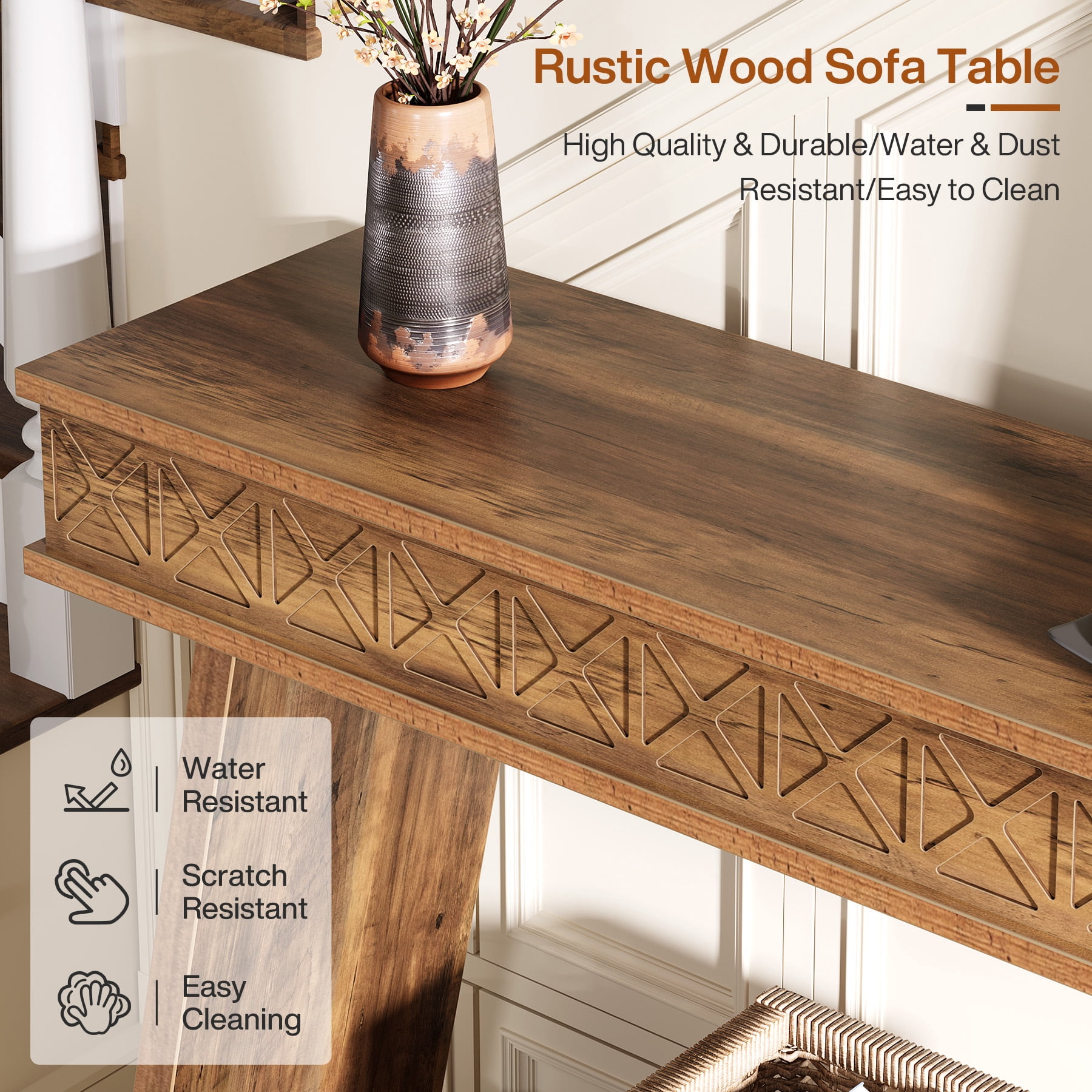Tribesigns 70.87-Inch Entryway Table, Narrow Console Table with Storage, Wooden Long Sofa Table, Skinny Hallway Table for Entrance, Bedroom, Living Room, Behind the Couch, Foyer, Rustic Brow