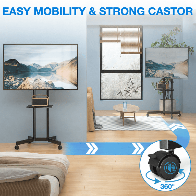 RTVR Mobile TV Cart with Shelf for 32-75 Inch Screens photo 6