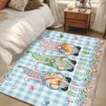 thumbnail image 4 of Easter Area Rugs 3'x5', Washable Small Throw Rugs for Living Room Bedroom, Spring Gnomes Bunny Eggs Flowers Blue Checkered Indoor Outdoor Rug Non-Slip Low Pile Carpet Runner Reversible Floor Mats, 4 of 8
