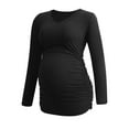 thumbnail image 3 of V Neck Long Sleeve Pregnancy Tops Shirts Maternity Clothes for Women 3-Pack, 3 of 7