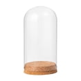 thumbnail image 2 of Decorative Clear Glass Dome Cloche Jar with Wood Base Container DIY Pedestals Ornament Cloche Bell Jar Case for Wedding Decor 9cmx12cm, 2 of 8