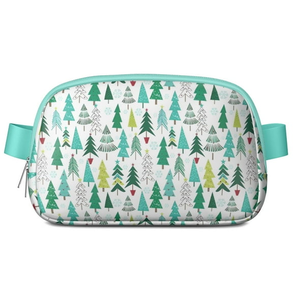 Green Christmas Tree Pattern Cute Fanny Packs for Women,Travel Waterproof Crossbody Fanny Bags Waist Purse for Women Anti Theft Adjustable Strap for Running Travel Cycling