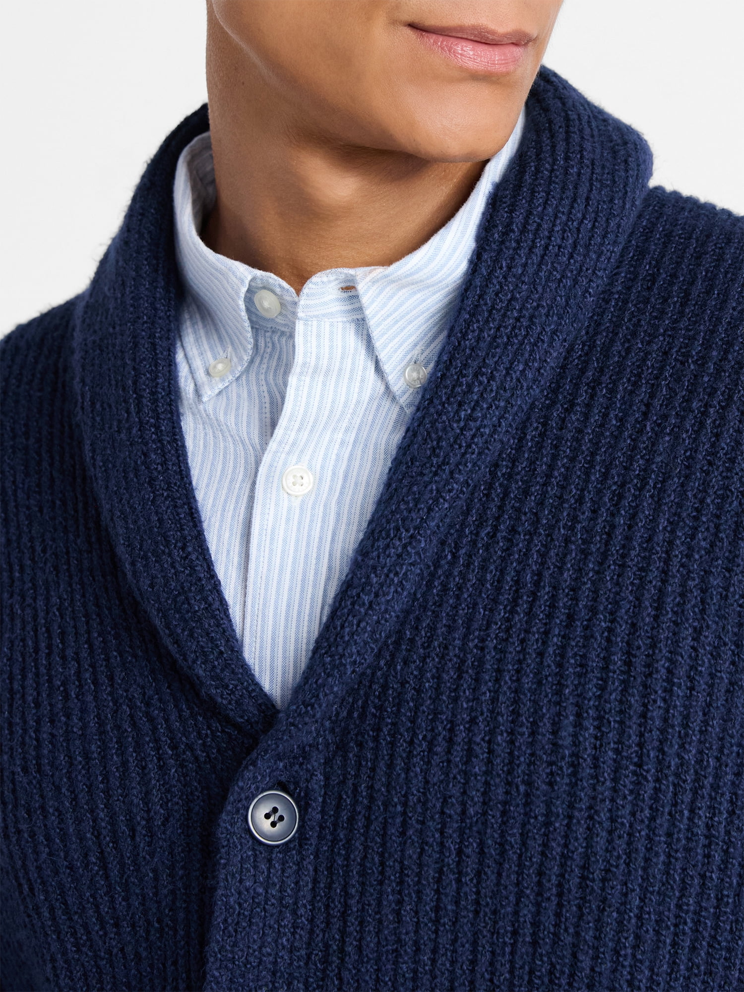 Free Assembly Men's Shawl Collar Cardigan Sweater, Sizes XS-3XL