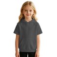 thumbnail image 3 of Bysome Boys Hoodies Solid Color Short Sleeve Hooded Tees Autumn Soft Boys Sweatshirts Size 9-10 Years Dark Gray, 3 of 6