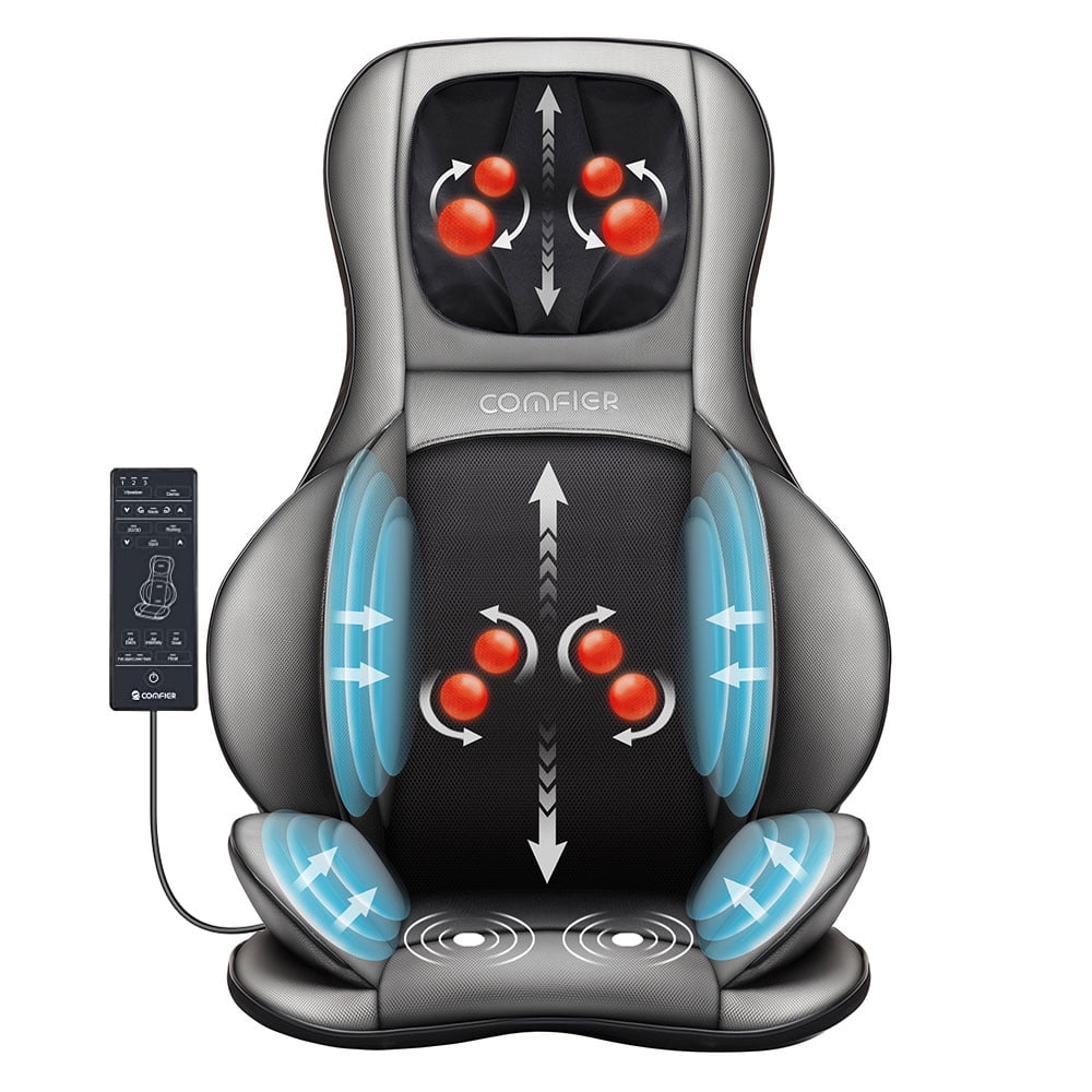 Comfier Shiatsu Neck And Back Massager With Heat 2d3d Kneading Massage Chair Pad Seat Cushion