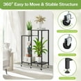 thumbnail image 3 of 4 Tier Plant Stand Indoor with Wheels, Metal Tiered Corner Flower Holder Shelf Outdoor for Large Pots, Tall Rolling Rack for Patio Porch Garden Balcony Living Room, Modern Black, 3 of 7