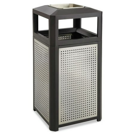 

Safco 9935BL Evos Series Steel 38 Gallon Ashtray-Top Waste Container - Black