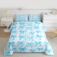 thumbnail image 2 of Castle Fairy Cartoon Blue Bow Full Size Comforter Sets,Kawaii Ribbon Bowknot Bedding Sets, 2 of 8