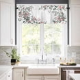 thumbnail image 3 of Berry Watercolor Leaf Kitchen Curtains and Valances Set, Christmas Winter Xmas White Background Rod Pocket Window Valance Window Curtain Panels for Living Room Bedroom Laundry, 27.5x36in, 3 Pieces, 3 of 7