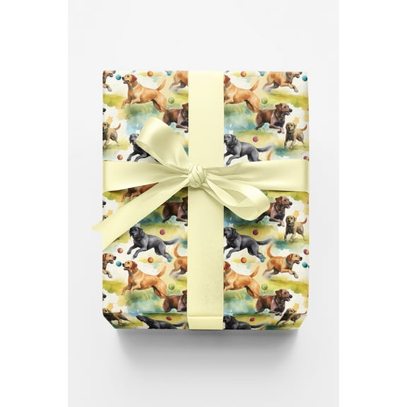 London Penny Premium Wrapping Paper - Lab's Bounding Pounce