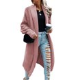 thumbnail image 4 of Women Cardigan Sweaters Long Sleeve Open Front Knit Long Duster Coat Lapel Oversized 2025 Fall Winter Loose Outerwear Clothes, 4 of 5