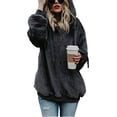 thumbnail image 3 of Fluffy Jacket Women Solid Color Coat Warm Winter Overcoat Button Down Overcoat Windproof Outer Coat Long Sleeve Cardigan, 3 of 7