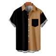 thumbnail image 5 of XMMSWDLA Men's Color Block Short Sleeve Collar Neck Button Down Shirt Top Yellow Men's Athletic Shirts & Tees, 5 of 7