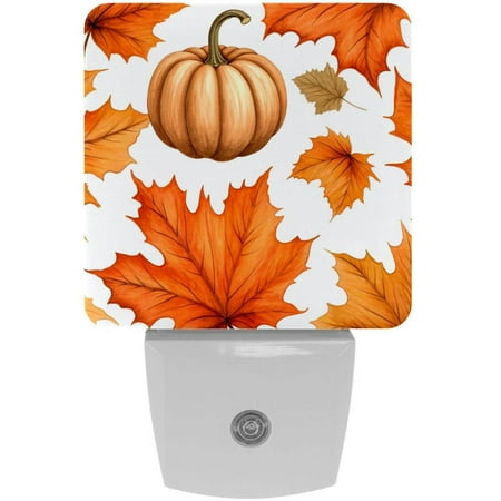 

2 Pack Auto Dusk-to-Dawn Sensor Night Lights Autumn Maple Leaves Pumpkin Plug-in Home Office Decorative Lamp for Adult 0.5W LED Nightlights for Bedroom Bathroom Hallway Stairs