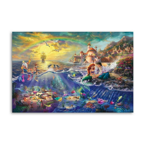 Fantastic Underwater World Mermaids Ariels Picture Print Canvas Poster Wall Paint Art Posters Decor Modern Home Artworks Gift 12x18inch(30x45cm)