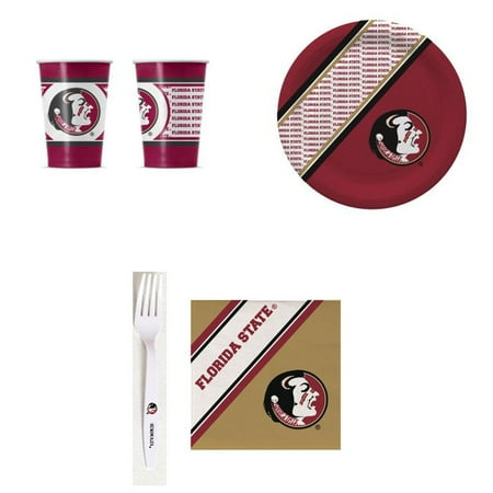 - GameDay Essential Florida State Seminoles 20 Pc Disposable Paper Plates And 20 Pc Disposable Paper Cups With 20 Pc Plastic Forks Plus 20 Pc Disposable Napkins