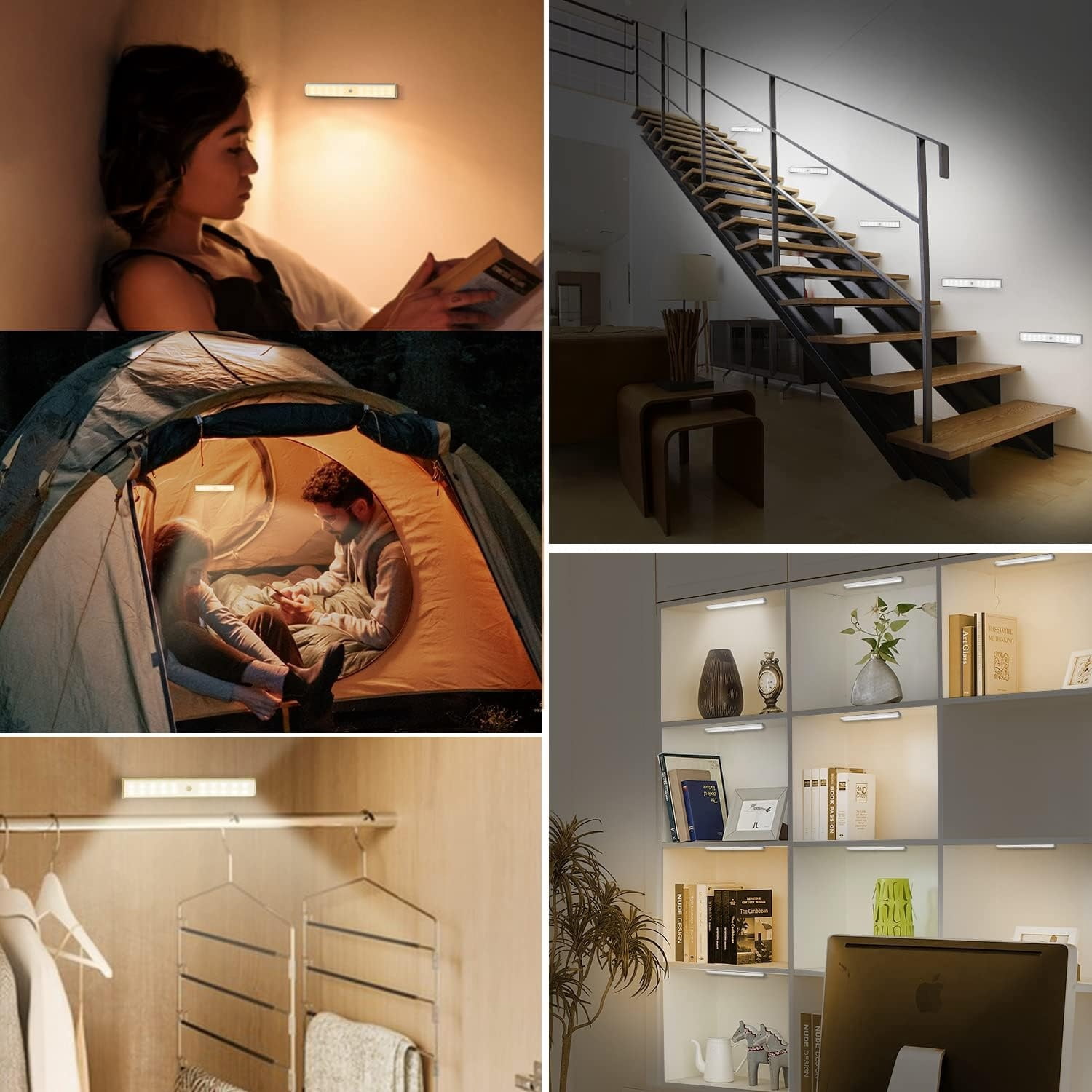 48 LED Under Cabinet Lighting Wireless, 15 Colors Changeable Rechargeable RGB Under Cabinet Lights Remote Control Under Counter Lights Mini Night Light Bar for Indoor Display Shelf, 4 Pack