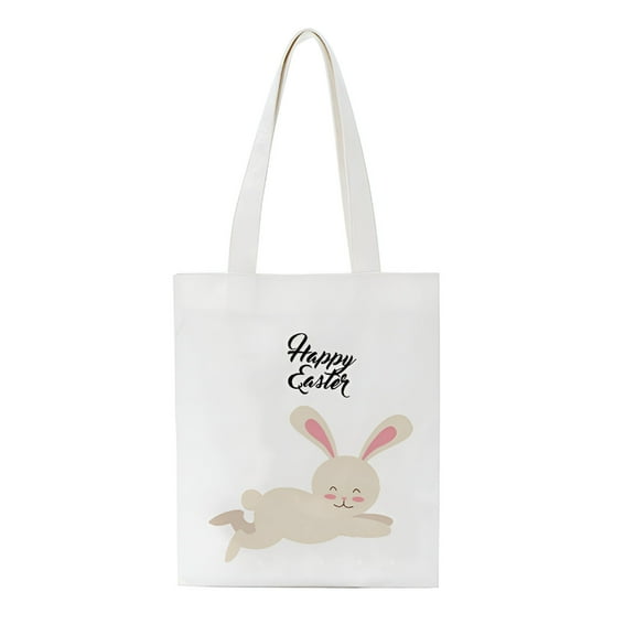TELOLY Easter Gift Bags,Large Easter Bags with Handles,Canvas Easter Egg Bunny Treat Bags for Kids,Happy Easter Rabbit Bags,Trick Bags Easter Kids Party Favor Supplies,Tote Bag Easter Basket Bags