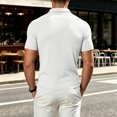 thumbnail image 5 of KLHDSF Collared Muscle Polo Shirts for Men Slim Fit V Neck Short Sleeve Ribbed Knit, Stretch, Textured, Athletic, Dress Shirt, Lightweight, Fitted Tee White XL, 5 of 7