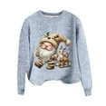 thumbnail image 4 of Wang6 Womens Christmas Graphic Sweatshirts Plus Size Santa Printed Crew Neck Pullovers Causal Xmas Long Sleeve Loose Fit Tops Shirts Light Blue2 XL, 4 of 4