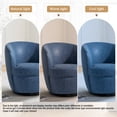 thumbnail image 6 of UIXE Swivel Accent Chair Faux Leather Barrel Chair Upholstered Armchair for Living Room Modern Round Arm Club Chair, Navy, 6 of 6
