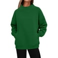 thumbnail image 3 of Fiaer Women Pullover Sweatshirts Oversized Long Sleeve Crew Neck Baggy Solid Color Casual Trendy Pocket Tops for Daily Green M, 3 of 5