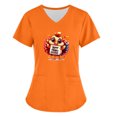 thumbnail image 2 of Xfvqtps Thanksgiving Scrub Tops for Women Soft V-Neck Scrubs Comfortable Nursing Uniforms Short Sleeve Tops Turkey Print Blouse Protective Clothing Working Uniforms with Pockets Orange, 2 of 6