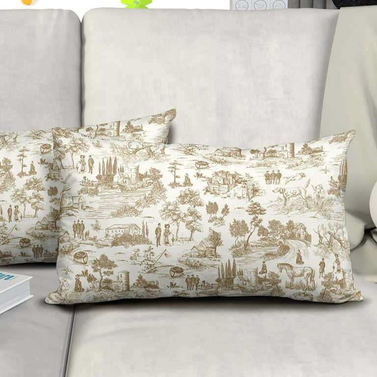 Yellow French Country Throw Pillow Covers 12x20 Inch Pack of