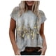 thumbnail image 1 of Moda Mujer Causal Rounk Cuello Impresión Blusa Manga Corta Camiseta Verano Tops Fridja bn4280, 1 of 5