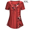 thumbnail image 1 of Baohd Blouse à Manches Courtes et Col Rond Imprimée pour Femmes Rouge TTG, 1 of 6