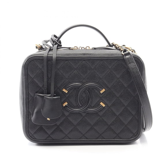Pre-Owned Chanel CC Filigree Matelass Vanity 2-Way Shoulder Bag/Handbag, Caviar Leather...